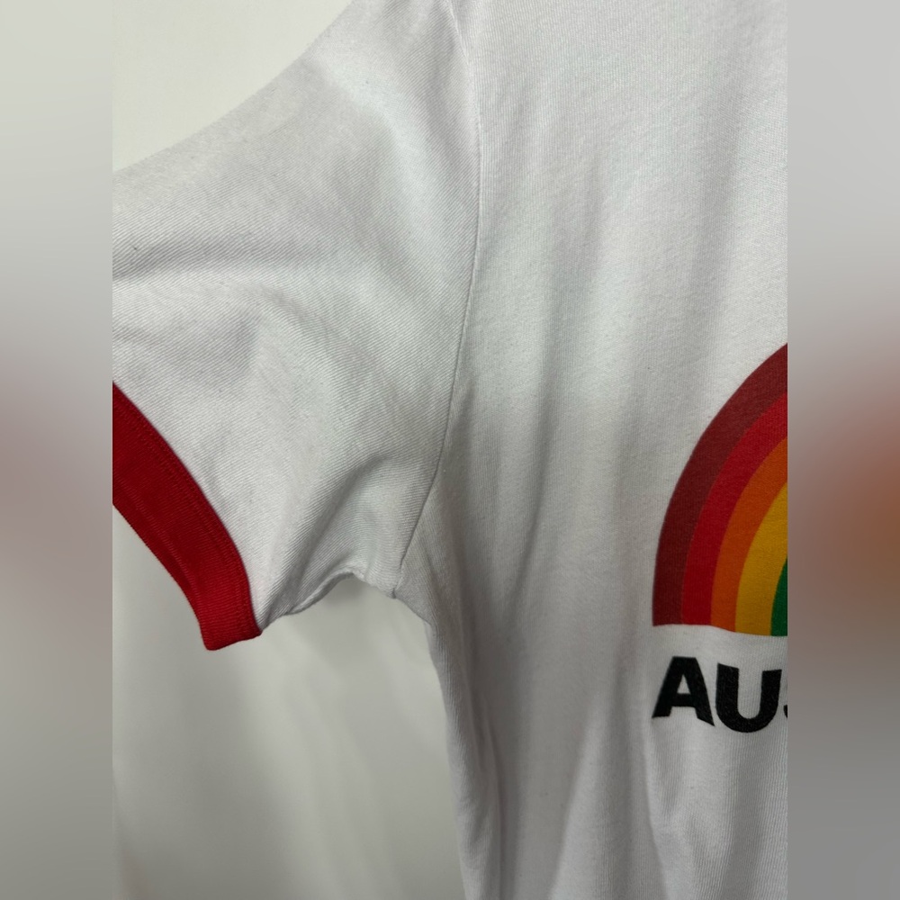 Aviator Nation Austin Rainbow Graphic Short Sleeve Raglan Crop Top Size XLARGE - Picture 6 of 11